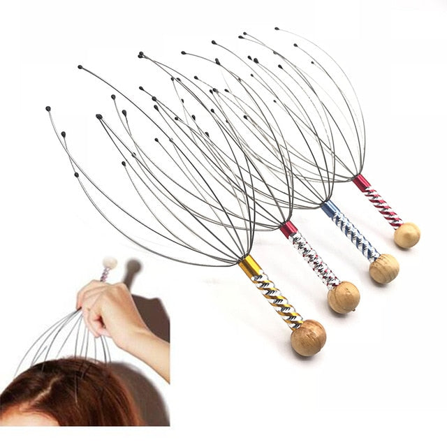 1Pcs Head Massager Neck Massage Octopus Scalp Stress Relax Spa Healing Alloy Health Care Tool Body Head Massage Beauty Tool