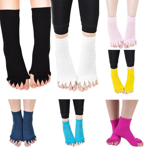 1 Pair Five Toe Socks Fingers Toes Separator Foot Alignment Pain Relief Massage Socks Gift for Woman Health Care 7 Colors