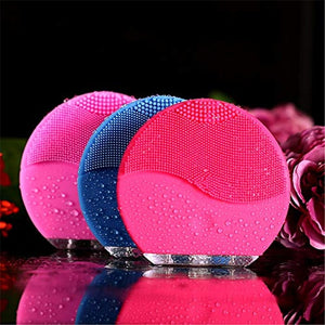 3 color  Skin care Mini electric facial cleaning massage brush sonic face washing machine waterproof silicone face cleanser