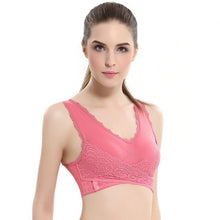 Charger l&#39;image dans la galerie, M-3XL Women Underwear Sexy Lingerie Lace Solid Color Cross Side Buckle Wireless Push up Breathable Sleep Sports Bra