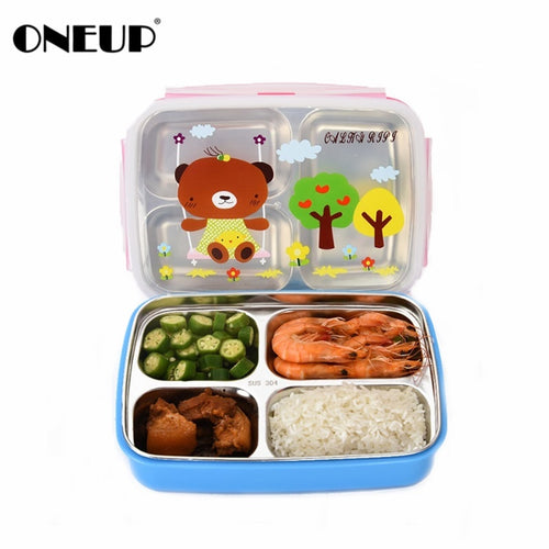 ONEUP bento Lunch box 304Stainless steel cute cartoon Kids Portable Picnic School Healthy eco-friendly Food Storage containers