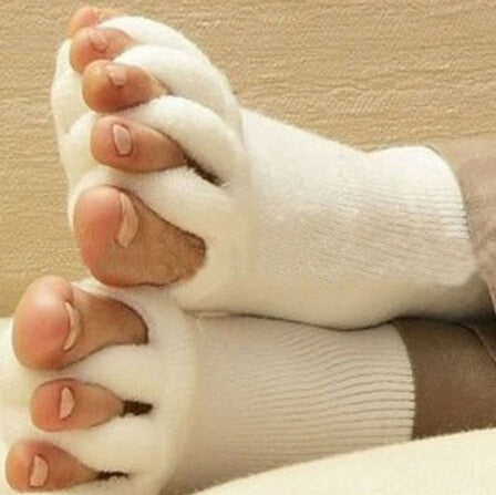 1Pair Health Sleeping Foot Care Massage Socks Men Women Five Toe Fingers Treatment Compression Socks