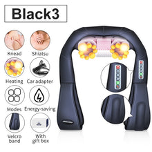 Charger l&#39;image dans la galerie, (with Gift Box)JinKaiRui U Shape Electrical Shiatsu Back Neck Shoulder Body Massager Infrared Heated Kneading Car/Home Massagem