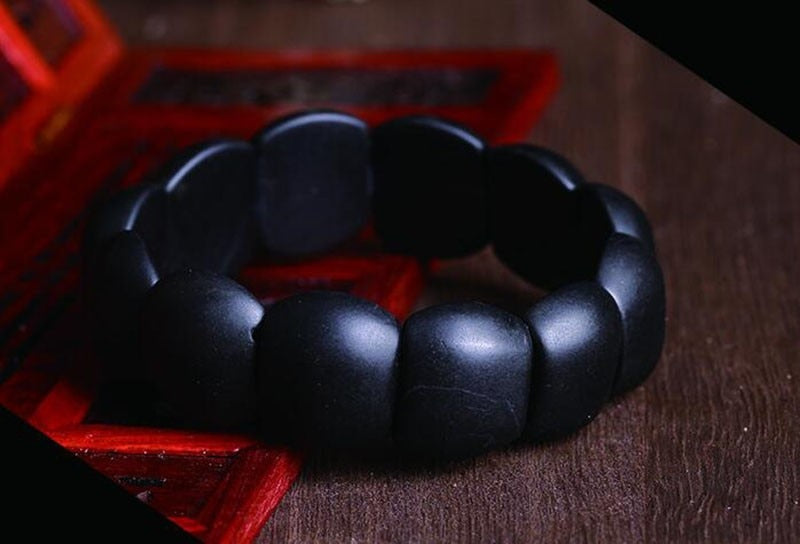 100% Real Natural black jade sibin bian stone needle byanshi bianshi SI Bin Hand row brief bracelet health care