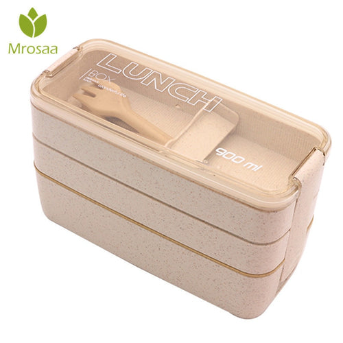 3 Layer Wheat Straw Bento Boxes 900ml Healthy Material Lunch Box  Microwave Dinnerware Food Storage Container Lunchbox