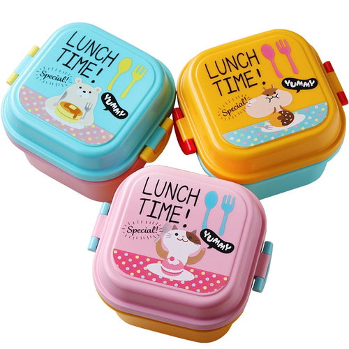 Cartoon Healthy Plastic Lunch Box Microwave Oven Lunch Bento Boxes Food Container Dinnerware Kid Childen Lunchbox